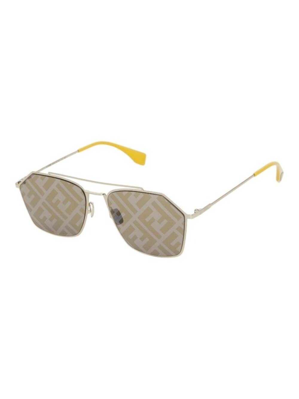 Fendi Zucca Sunglasses S Brown Yellow Gold Acetate Plated Eyewear